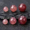 Cuentas Sueltas de Cristal de Fresa Roja Natural, Cuentas Rosas y Redondas, Manualidades para Ensartar DIY, Envío Directo de Una Pieza, Materiales para Joyería Hecha a Mano Creativa