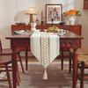 Bandeira de Mesa Nórdica Transfronteiriça Costurada com Franjas Estilo Simples Americano Luxo Leve Alta Qualidade Decoração de Mesa para Feriados Pano de Cobertura Longo
