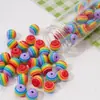 Olho de Diabo de Resina Redondo Plano com Listras Arco-Íris Contas Soltas Feito à Mão DIY Fazendo Pulseira Colar Acessórios de Joias Material