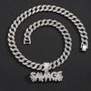 Wish Aliexpress Letras Selvagem Pingente Grande Corrente Cubana Hip-Hop Rua Rap Liga Diamante Completo Colar Personalizado