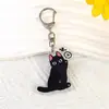 Llavero de Gato de Dibujos Animados en Acrílico Lindo Gatito Negro Colgante Llavero Ciao Cat de Moda Nacional Colgante para Mochila Escolar