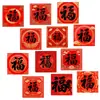 Patch Quadrado de Vidro Preto Estilo Chinês Festivo Vermelho Bênção Caligráfica Ímã de Geladeira Magnético Suave Tendência Nacional Presente de Ano Novo