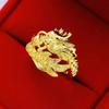Novo Anel Dragão e Fênix Ouro Sha para Homens e Mulheres Anel de Casal Moeda Euro Anel Ouro Sha Simulação Boca Viva Joias de Ouro Atacado
