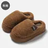 Chinelos de algodão com sola grossa para mulheres, felpudos e quentes, chinelos de algodão para casa para homens, pantufas fechadas confortáveis para casa, atacado de inverno