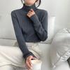 Suéter Chic de Punto Grueso con Cuello de Cachemira para Mujer, Manga Larga, Ajustado, para Otoño e Invierno