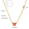 Collar Transfronterizo de Joyería con Goteo de Aceite Flor de Margarita Pequeña Corona Dulce Colgante de Mariposa Cadena para Clavícula Collar de Acero Inoxidable para Mujer
