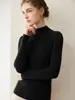 Nuevo suéter de cachemira 100% para otoño e invierno, suéter de cuello semi-alto ajustado para mujer, capa base de punto cálido