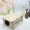 Casa de Escondite Transparente para Hámster Celebridad de Internet Transfronterizo, Espacio de Vida Decorativo de Madera Natural y Madera Maciza, Casa de Escondite de Ocio para Hámster Dorado y Rata Flor
