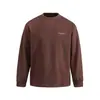 Yidao Roupas Vintage 2026 Outono Novo Retrô Americano Modelagem Solta Ombro Caído Estampa de Letras Manga Longa Camiseta para Homens
