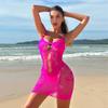Lingerie sexy sexy malha sling meias transparente oco apertado malha uma peça aberta alça hip saia K030