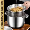 Bacia de Banha de Aço Inoxidável com Duas Alças Grande Capacidade Tambor de Armazenamento de Óleo Bacia Tambor de Óleo com Tampa Cozinha Grande Tanque de Banha com Filtro