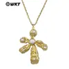 Wt-Jn361 Formato de Coqueiro Pérola Natural de Água Doce e Zircônia Colorida Banhado a Ouro 18K Colar com Pingente
