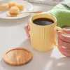 Taza de Porcelana Blanca Cerámica con Tapa, Taza de Agua Ins Estilo Nórdico, Taza de Té para el Hogar, Taza de Bebida de Gran Capacidad, Amazon