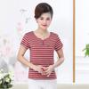 Blusas de Verano para Mujeres de Mediana Edad y Mayores, Camisetas de Algodón a Rayas de Manga Corta para Mujeres de Mediana Edad, Ropa para Madres, Camisas Nuevas de Algodón