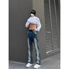 Jeans Lavados con Degradado Americano para Hombre Primavera y Otoño Nuevos de Alta Gama Desgastados Rectos con Estilo Pierna Ancha Pantalones Casuales