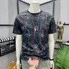 Nueva Camiseta de Verano de Manga Corta para Hombre 2026, Estampado Floral Delgado, Bloques de Color a la Moda, Top Suelto Versátil de Manga Media con Cuello Redondo