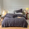 2025 Estilo Botón Estilo Sin Estampar Sábana para Cama Amigable con la Piel Sábanas y Sábanas Ajustadas Juego de Cuatro Piezas Algodón Lavado Japonés Juego de Tres Piezas Lujo Accesible Ins