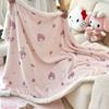 Manta Cálida Gruesa de Terciopelo de Leche Compuesto con Terciopelo de Cordero para Otoño e Invierno Manta de Dibujos Animados Sanrio Kuromi Comercio Exterior Transfronterizo