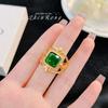 Anillo de diamantes Finda de color esmaltado retro francés de alta calidad con imitación de perla blanca australiana, temperamento estilo Hong Kong, anillo de esmeralda para mujer
