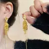 Nuevos Pendientes de Espiga de Trigo y Hoja Dorada para Mujer, Pendientes de Diseño de Lujo Ligero y de Gama Alta, Exquisitos Pendientes de Cena