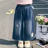 Nueva Moda Otoño Jeans de Pierna Ancha con Estampado de Estrellas para Niños 2026 Versión Coreana Pantalones Rectos Escolares para Niñas Ropa Infantil de Moda