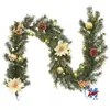 Zonghong Producto Nuevo Transfronterizo Vid de Frutos Rojos Navideños 180cm/ 1.8m Vid Decorativa Roja Tejida Densamente Vid para Puerta