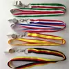 Lanyard de color rayado de 2.5CM para certificado, lanyard con silbato de metal, lanyard de seda rayada, transferencia térmica, lanyard arcoíris