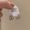 Pendientes geométricos de círculo plateados estilo coreano para mujer, pendientes minimalistas de nicho de alta gama, pendientes de aro lisos elegantes