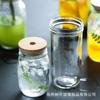 Copo de vidro simples de 730ml transparente estilo ins de camada única com canudo para suco bebida café tampa de bambu fabricantes atacado