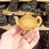 Tallado en Madera de Tuya Taihang Calabaza de Mano Maceta Adornos con Cejas Felices Tetera Maceta de Mango Sólido Adornos