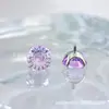 Brincos de Roda Gigante Gradiente com Garra e Fundo Redondo em Liga de Titânio Astmf-13 Titânio G23 Rosca Interna Joias para Piercing com Zircônia