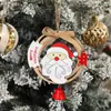Decoraciones de Navidad de madera Colgante de guirnalda de Papá Noel lazo con campana anillo de madera adornos para colgar al por mayor