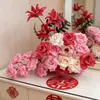 Decoração de Mesa de Centro para Quarto de Casamento, Arranjo de Flores Artificiais para Mesa de Cabeceira de Noivado, Ornamentos Florais para Mesa de Jantar de Casamento, Flores Artificiais