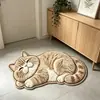 Alfombra de felpa temática de gato realista TEMU transfronteriza, imitación cachemir, alfombra gruesa para mesita de noche en el dormitorio, tapete absorbente para el baño