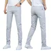 Pantalones Casuales Blancos de Algodón Puro de Lujo Ligero para Hombre de Verano, Estilo Coreano Modernos Rectos Delgados Largos, Nuevo Modelo 2026