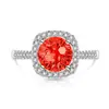 Anillo de Corte de Fuegos Artificiales de Piedra Preciosa de Color Más Vendido Transfronterizo, Forma de Princesa, Joyería de Diamante de Alto Carbono Súper Brillante de Moda Europea y Americana, Dropshipping para Transmisión en Vivo