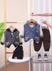 Roupa Infantil Meninos Roupa de Outono conjunto 2024 Novo Bebê Crianças Primavera e Outono Estilo Ocidental Bebê Colete Jeans Conjunto de Três Peças Tendência