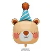 Globo de película de aluminio con forma de tigre, koala y león para niños, diseño de cabeza de animal grande, decoración para fiesta de cumpleaños