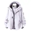 Chaqueta de Trabajo Gruesa Tres en Uno para Exteriores, Chaqueta Blanca de Doble Capa Cortavientos e Impermeable, Logotipo Impreso Personalizado