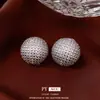 Pendientes de botón redondos de plata con circonita, estilo minimalista europeo y americano, únicos y de moda, pendientes elegantes con un toque de lujo ligero y de alta gama, diseño de nicho