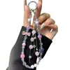 Cadena para Teléfono Móvil de Flor de Rosa con Perlas, Circonita, Moño, Correa de Muñeca para Teléfono, Colgante de Borla para Bolso, Cadena Colgante de Perlas de Cristal