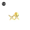 F136 Titanium Ear Nail Lip Nail Gemini Cruz Diamante Ear Nail 1.2mm Haste Humana Punção Jóias