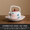 Tetera de cerámica pintada a mano en fábrica con peonía tallada en relieve, tetera doméstica, juego de té chino, tetera individual