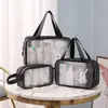 Bolsa de cosméticos de dibujos animados transparente impermeable bolsa de aseo bolsa de almacenamiento de cosméticos de viaje para estudiantes bolsa de aseo bolsa de almacenamiento de viaje
