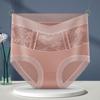 Cintura alta leve luxo cetim elegante e confortável oco renda respirável barriga contraindo hip calças cuecas femininas