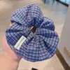 Série Xadrez Azul Francês Elástico para Cabelo Intestino Grosso Mola Retrô Pequeno Fresco Estilo Universitário Rabo de Cavalo Acessórios de Cabelo Destaque