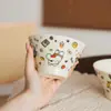 Tigela Cerâmica Fofa Estilo Japonês Desenho Animado para Uso Doméstico, Tigela de Arroz Infantil, Tigela de Café da Manhã, Tigela de Sobremesa, Segura para Micro-ondas e Forno, Design de Animal