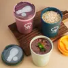 Taza de desayuno portátil para el hogar Morandi con cuchara para estudiantes y niños trabajador de oficina taza para sopa y gachas sellada taza para cereales y leche