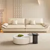 Sofá de Couro Genuíno Estilo Italiano de Luxo Leve com Apoio para os Pés, Novo Modelo para Apartamentos de Aluguel, Assento Grande de Veludo Tipo Nuvem, Sofá Profundo para Apartamentos Pequenos