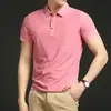 Camisa Polo Masculina de Manga Curta de Seda de Gelo Sem Costura Verão Casual de Alta Qualidade Refrescante Roupa de Trabalho T-shirt Lisa com Gola